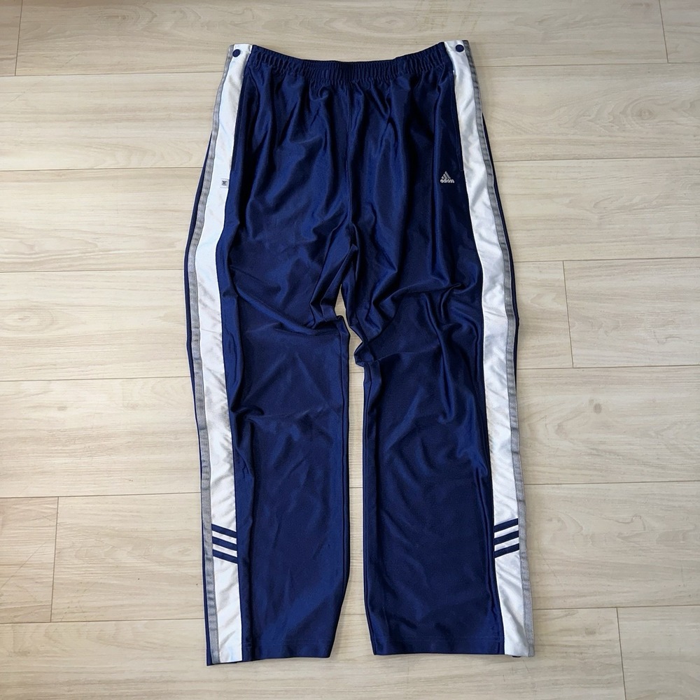 Vintage Adidas Pants Mens XL Blue Track  Shiney Tear Away Warm Up 90s‎ Y2K